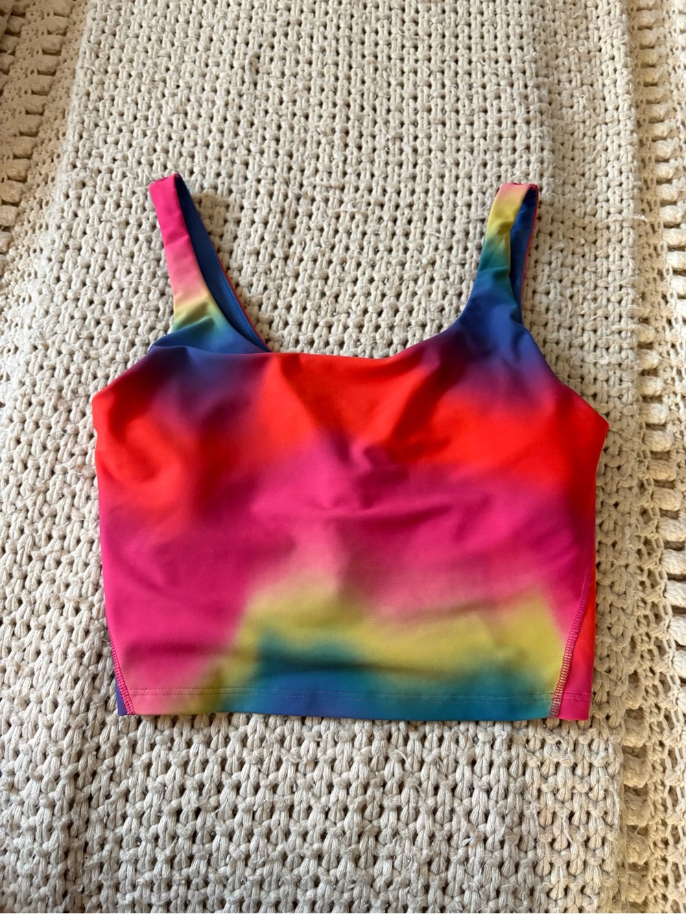 Old Navy Rainbow Tie-Dye Square Neck padded tank